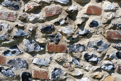 Detail of flint wall at Lackford Lakes Barns